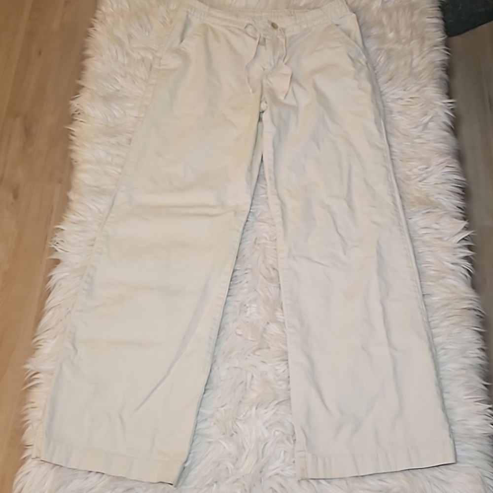 Vintage GAP Factory Store Off-White Pants – 2000s, Drawstring Waist, Size 6
